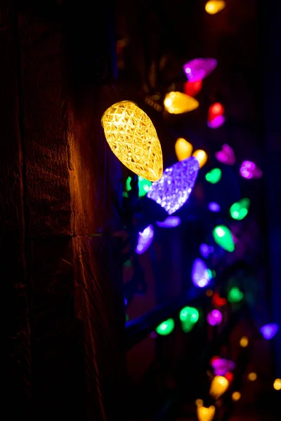 Barva Vánoční Světlo Visí Dřevo Hřebec Domácí Dekorace — Stock fotografie