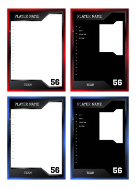 Sport player trading card frame border template design front and back for personnal information and performance 
