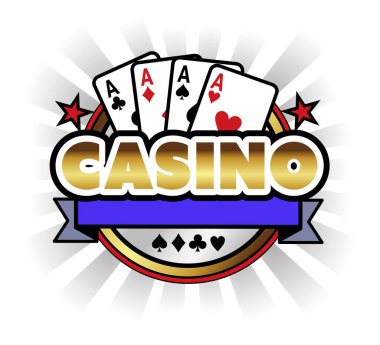 Casino background logo with game card and inscription banner illustration