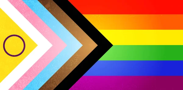 Intersex Progress Flagベクトルイラスト グランジテクスチャ2Slgbtqia バナー — ストックベクタ