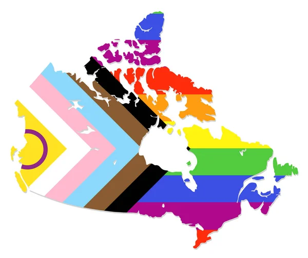 Intersex Progress Flag Canada Country Map Vector Illustration 2Slgbtqia — Stockový vektor