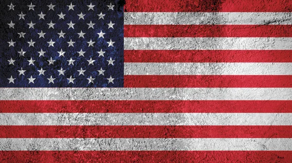 Estados Unidos América Bandeira Sobre Grunge Fundo Textura Parede — Fotografia de Stock