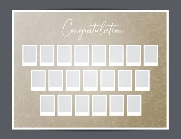 Graduation Photo Frame Mosaic Collage Template Abstract Textured Background — Stockvektor