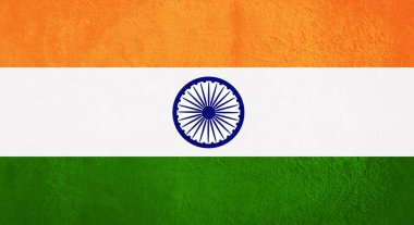 Hindistan Cumhuriyeti Ülke Bayrağı Grunge arkaplan dokusu duvarının üzerinde