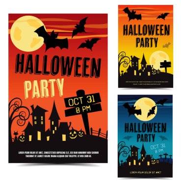 Cadılar Bayramı partisi davetiye konsepti posteri veya un