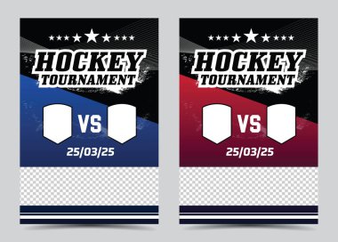 hockey sport league tournament poster design set clipart