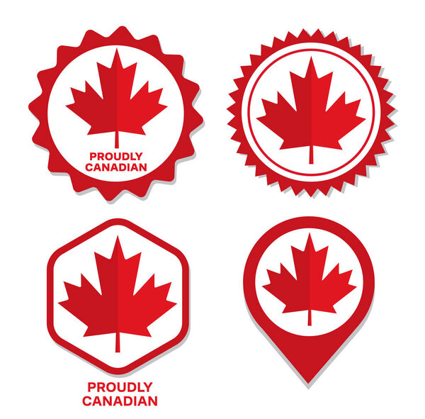 Made in canada symbol red emblem label sticker vector