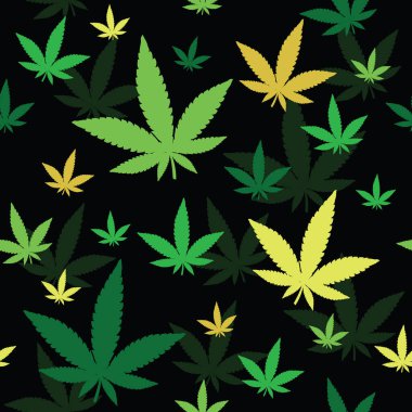 Marihuana esrarlı kusursuz vektör deseni yaprak çizimi