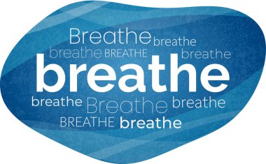 Mavi Soyut Şekil Üzerine Soluk Kelime Sanatı Yatıştırıcı Tipografi Mavi dalgalı yumuşak bir arkaplanda