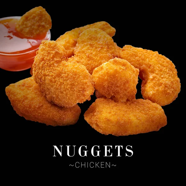 Servieren Größe Der Knusprigen Chicken Nuggets Mit Süß Saurer Sauce — Stockfoto