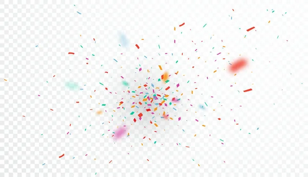 Illustrazione Vettoriale Scoppiare Colorful Confetti Celebrazioni Design Isolato Sfondo Trasparente — Vettoriale Stock