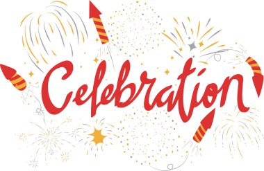 Kutlamaların Vektör İllüstrasyonu, yıldızlı ve kıvılcımlı havai fişekler.