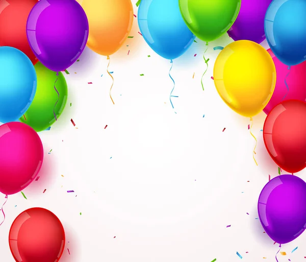 Illustrazione Vettoriale Del Banner Compleanno Celebrazione Con Palloncini Colorati Coriandoli Vettoriale Stock