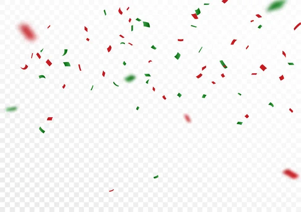 Vetor Ilustração Celebração Natal Confete Banner Verde Vermelho Isolado Fundo — Vetor de Stock
