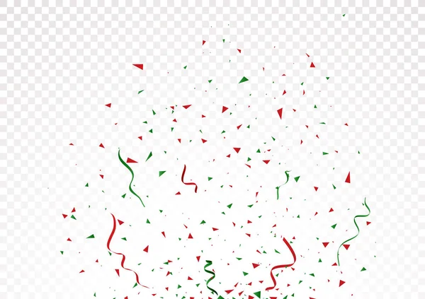 Illustrazione Vettoriale Della Celebrazione Natalizia Banner Coriandoli Verdi Rossi Isolati — Vettoriale Stock
