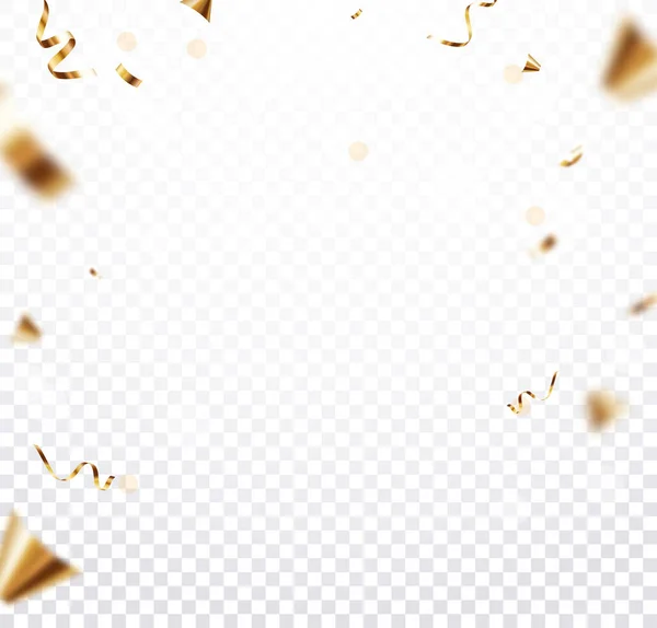 Vector Illustratie Van Goud Confetti Lint Achtergrond Geïsoleerd Transparante Achtergrond — Stockvector