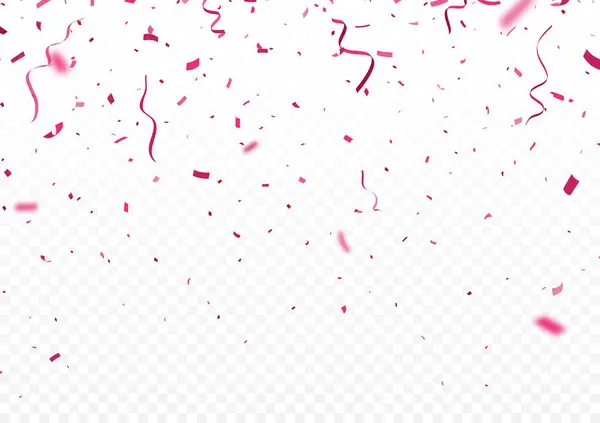 Illustrazione Vettoriale Dei Coriandoli Rosa Festeggiamenti Banner Isolati Sfondo Trasparente — Vettoriale Stock