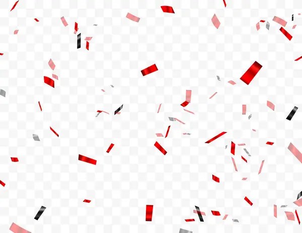 Vector Illustratie Van Vallende Rode Zwarte Confetti Geïsoleerd Transparante Achtergrond Vectorbeelden
