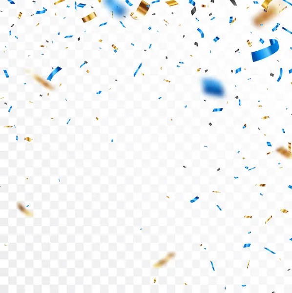 Vector Illustratie Van Blauw Goud Confetti Banner Geïsoleerd Witte Achtergrond Stockillustratie