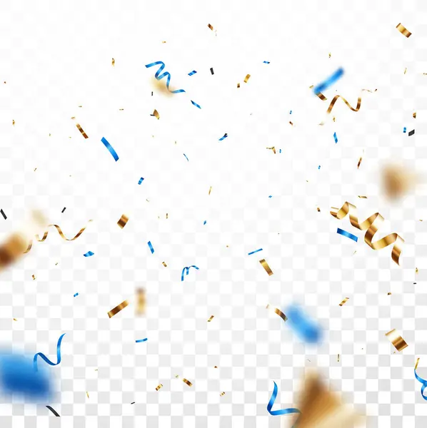 Vector Illustratie Van Blauw Goud Confetti Banner Geïsoleerd Witte Achtergrond Stockvector