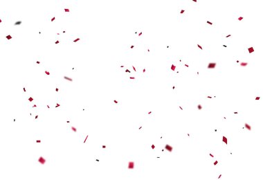 Yağmur kırmızı konfetisinin Vektör İllüstrasyonu, kutlama afişi ve arkaplan