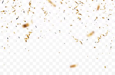 Şeffaf arkaplanda izole edilmiş Altın konfeti afişi