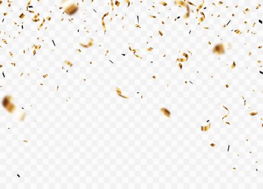 Altın konfeti kutlamaları ve parti afişi, tasarım unsurunun Vektör İllüstrasyonu