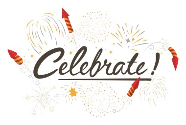 Kutlamaların Vektör İllüstrasyonu, yıldızlı ve kıvılcımlı havai fişekler.