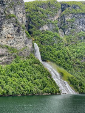 Waterfall in Geiranger Fjord, the suitor of the seven sisters