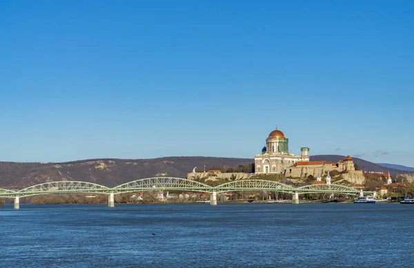 Esztergom Bright Blue Sky Danube Hungary — 스톡 사진
