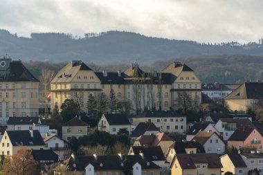View over the city of Melk in Austria on a sunny winter day