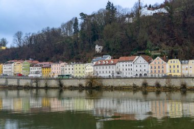 The Danube with its colorful houses on the banks of Passau, Germany
