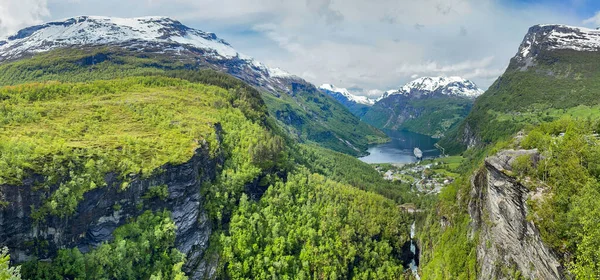 stock image Beautiful landscape in Norway with the famous Geiranger Fjord