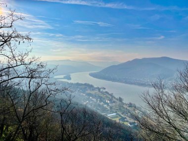 The beautiful and famous Danube Bend in the morning haze