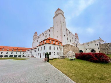 Large rebuilt baroque castle on a hilltop in Bratislava, Slovakia