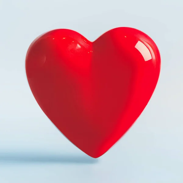 Červené Srdce Světle Modrém Pozadí Symbol Lásky — Stock fotografie