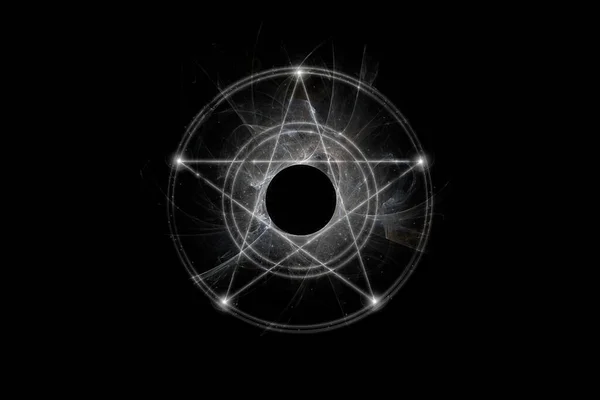 Волшебная Пентаграмма Пылающими Энергетическими Облаками Черном Фоне — стоковое фото