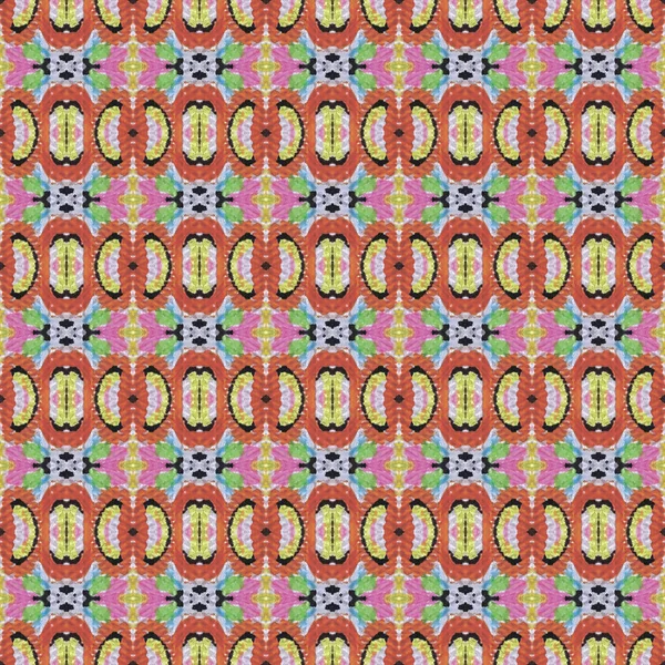 Shibori模式 Ikat纺织品 领带染色打印 红色无缝模板 摩洛哥瓷砖 民间几何装饰 日本四宝莲图案 水彩画蜡染 真丝面料 族裔地毯主题 — 图库照片