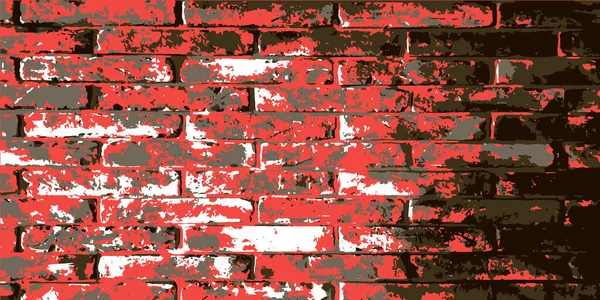 Alte Ziegelmauer Das Mauerwerk Ist Rot Schwarz Vintage Hintergrund Aus — Stockvektor