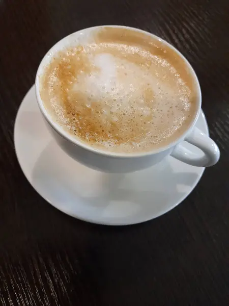 Белая Чашка Кофе Чашка Кофе Черном Фоне — стоковое фото