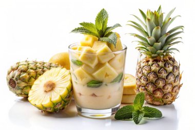 Ananas kokteyli. Taze ananas ve muz kokteyli.