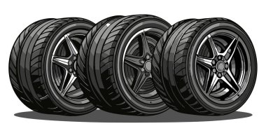 Car tires. Wheels for car. Vector illustration clipart