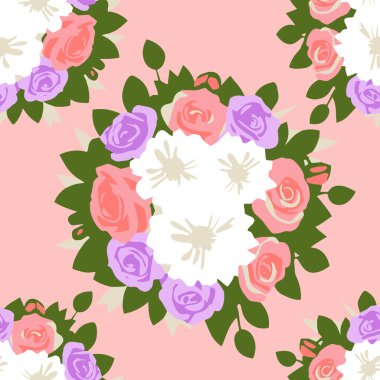 Kusursuz çiçek arkaplanı. Duvar kağıdı için kusursuz doku. Vektör illüstrasyonu