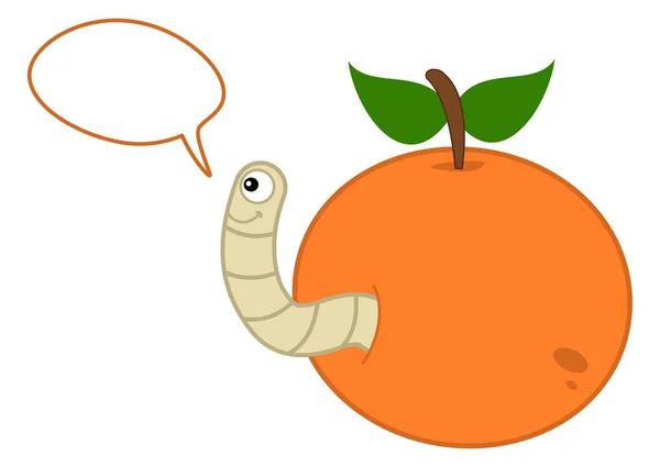 Juicy Fruit Peach Apricot Maggot Talking Bubble Vector — 스톡 벡터
