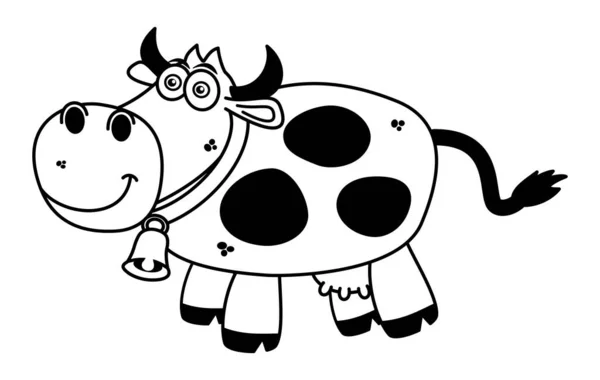 带有铃铛的奶牛在黑色彩色载体中的抽象描述 — 图库矢量图片