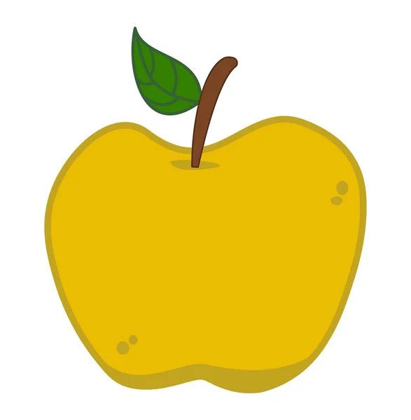 Soczysty Owoc Żółtego Jabłka Wypełnionego Witaminami Wektor — Wektor stockowy