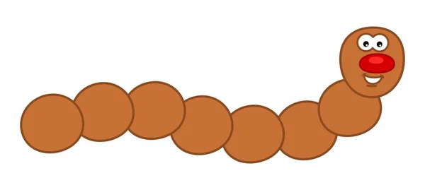在白色背景上的一个笑着的褐色蠕虫 — 图库矢量图片