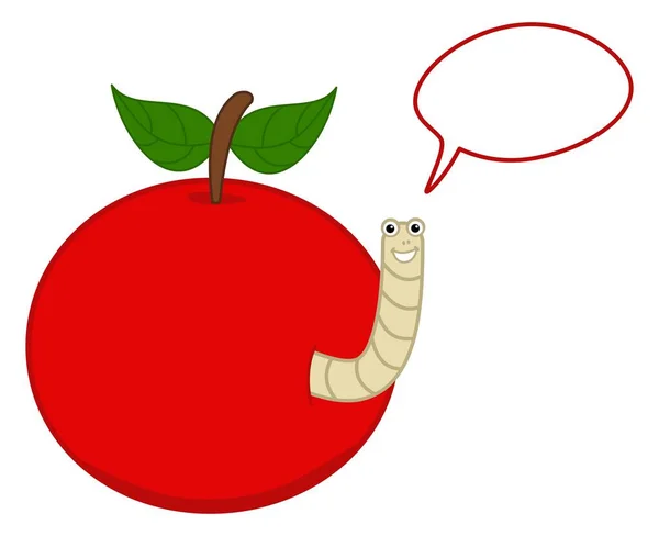 Juicy Fruit Red Cherry Maggot Talking Bubble Vector — Stock Vector
