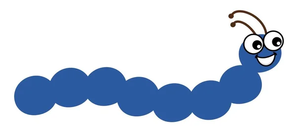 Smiling Blue Worm Profile White Background Vector — ストックベクタ