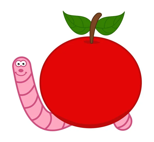 Smiling Pink Maggot Coming Out Juicy Red Cherry Vector — Stock Vector